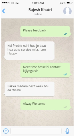 Customer gave her review to Oyo Lady Agency on WhatsApp. Rajnish say oyolady is the best call girl agency in Mira Road.